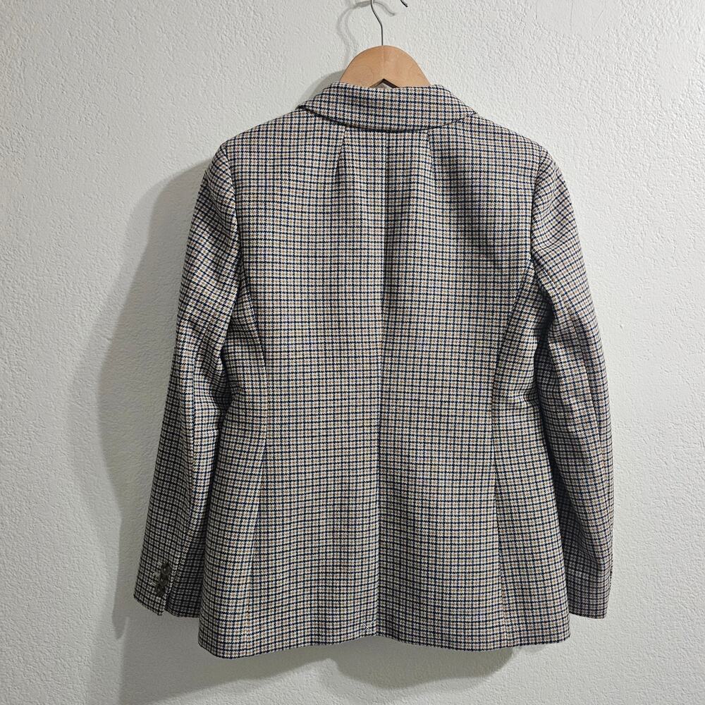 J CREW FACTORY Checkered One-Button Blazer Yellow Blue Size 4 NWT - Picture 4 of 9